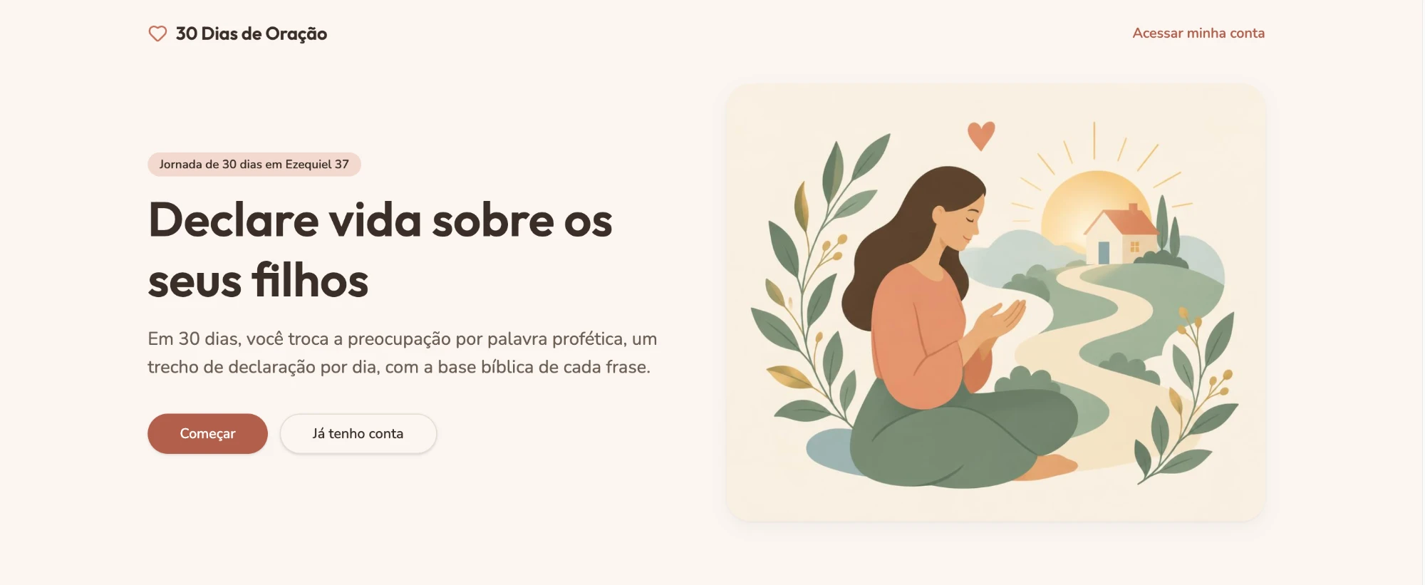 Página inicial do aplicativo 30 Dias de Oração aberta no notebook.