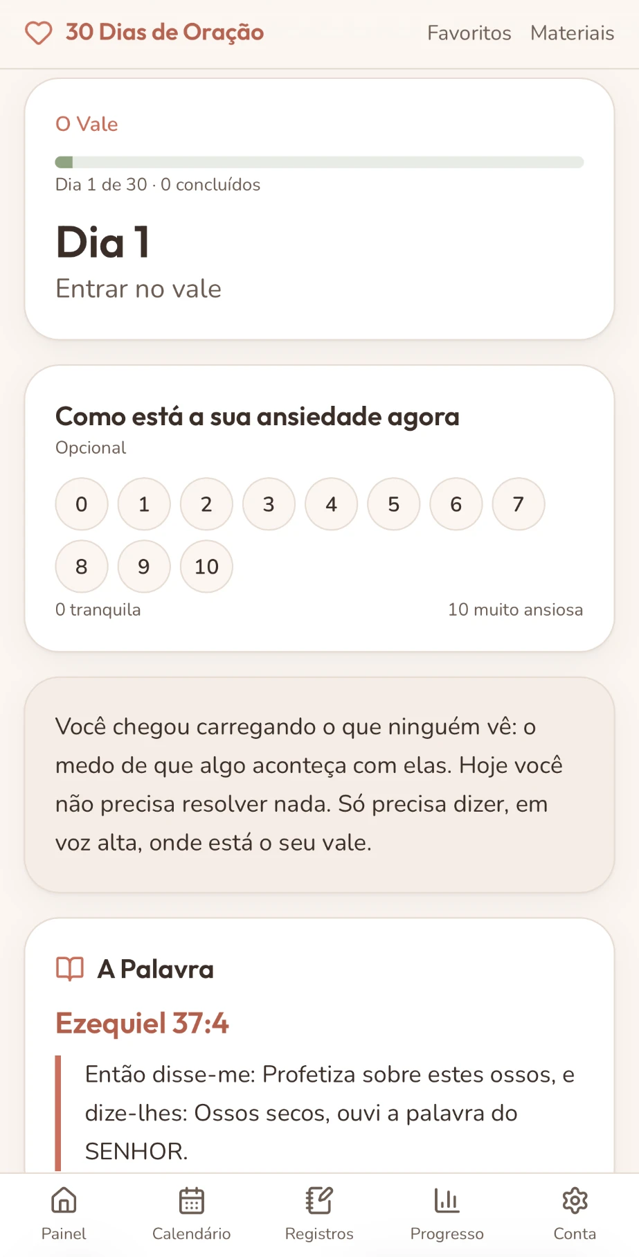 Tela do aplicativo: A Palavra e a entrada.