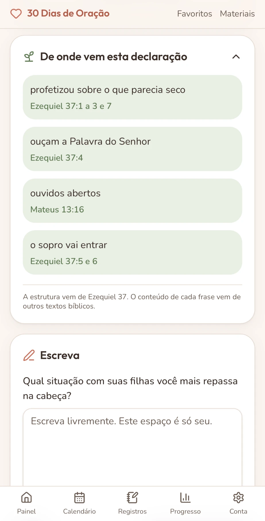 Tela do aplicativo: De onde vem a declaração.